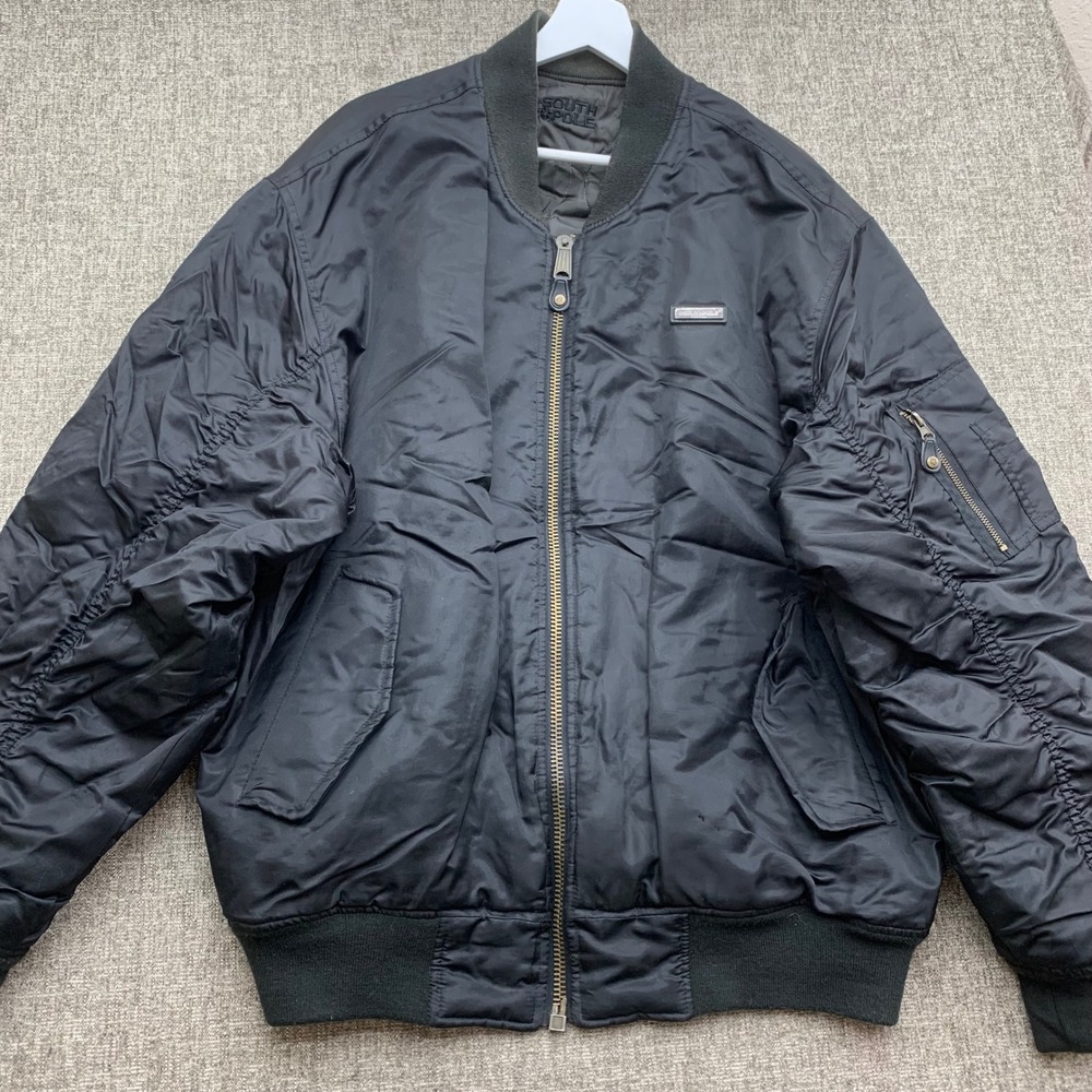 South Pole Authentic Collection Bomber Jacket Black XL Puffer Quilted‎ Zip Up